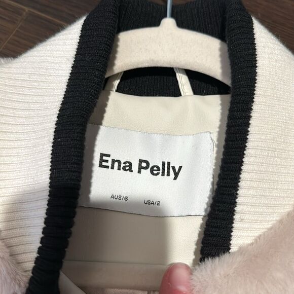 ENA PELLY Core Essential Faux Fur Bomber Jacket In Bone, 2 - Picture 9 of 9